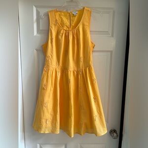 J Crew women’s size 10 Yellow Pineapple Embroi mini dress.